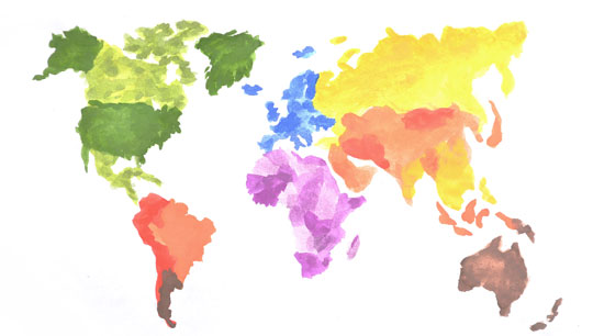 Weltkarte mit allen Kontinenten